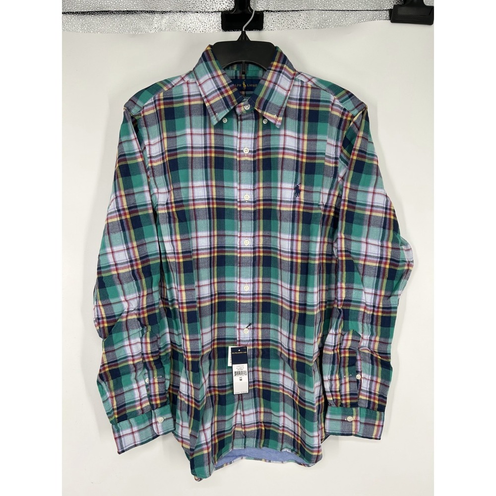 Polo Ralph Lauren Flannel Shirt Colorful Plaid‎ Button Down Long Sleeve Medium